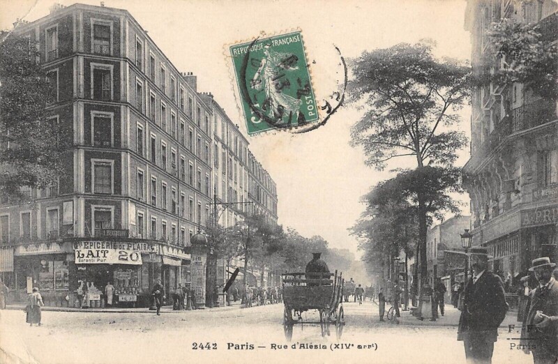 Carte postale ancienne Rue d'Alésia à Paris 14e
