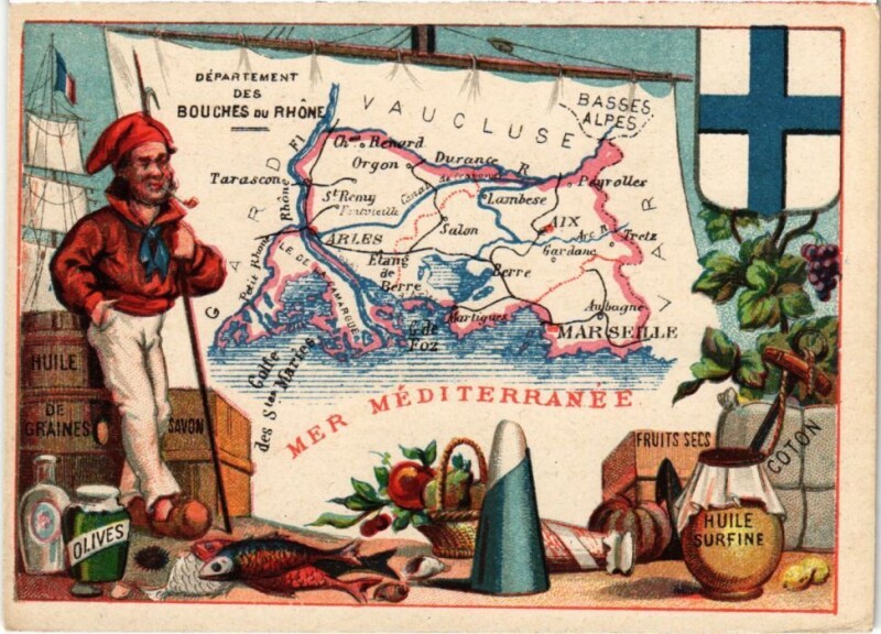 Carte postale ancienne Bouches-du-Rhone - Map - Products - Small Card
