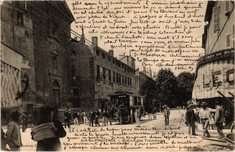 Carte postale ancienne Aix-en-Provence Station des Tramways à Aix-en-Provence