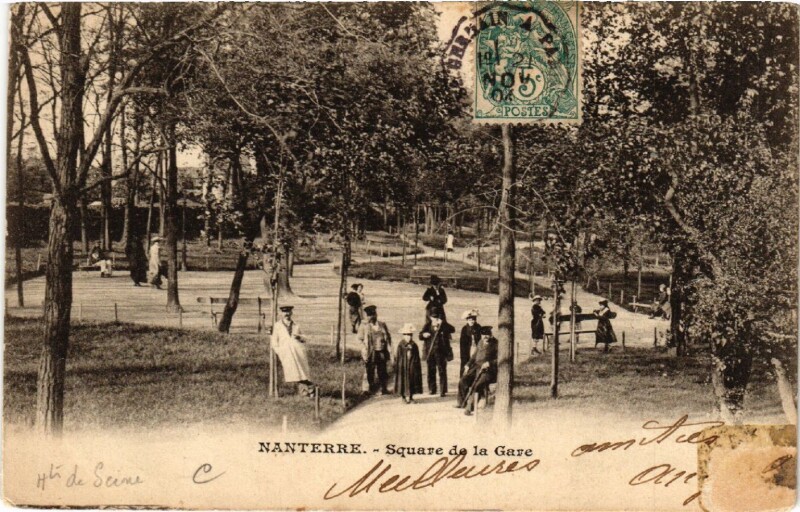 Carte postale ancienne Nanterre - Square de la Gare à Nanterre