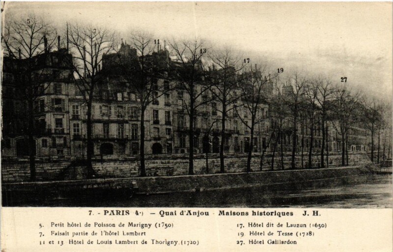 Carte postale ancienne Paris (4e) Quai d'Anjou Maisons historiques à Paris 4e