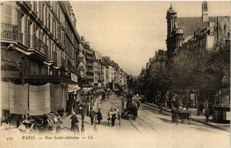 Carte postale ancienne Paris (4e) Rue Saint-Antoine à Paris 4e