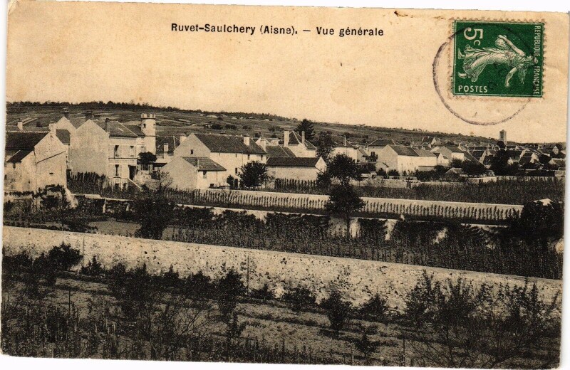 Carte postale ancienne Ruvet saulchery Vue generale à Saulchery