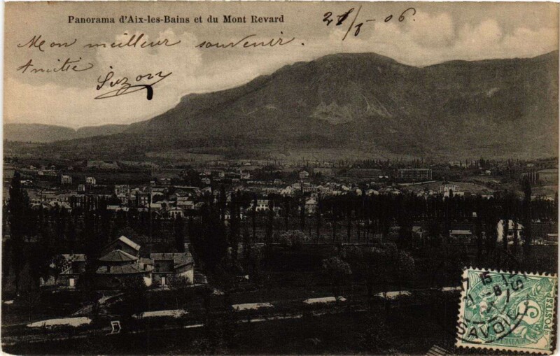 Carte postale ancienne Panorama d'Aix-les-Bains et du Mont Revard à Aix-les-Bains