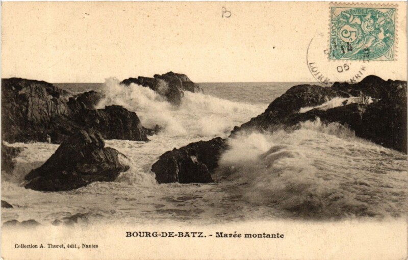 Carte postale ancienne Bourg-de-Batz - Marée montante