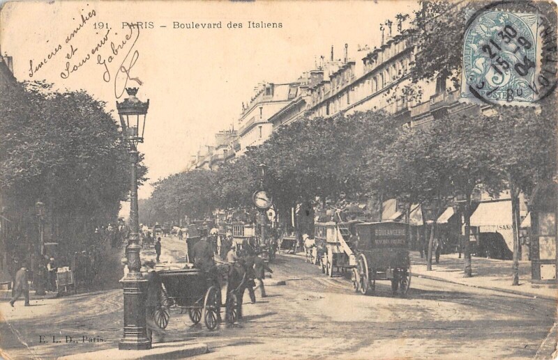 Carte postale ancienne Paris IXe Boulevard Des Italiens à Paris 9e
