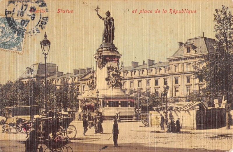 Carte postale ancienne Paris XIe Statue Et Place De La Republique à Paris 11e