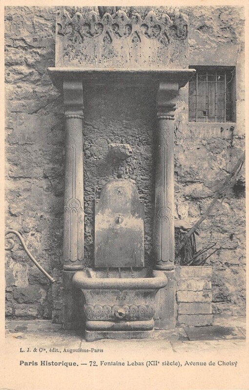 Carte postale ancienne Paris XIIIe Paris Historique Fontaine Lebas Avenue De Choisy à Paris 13e