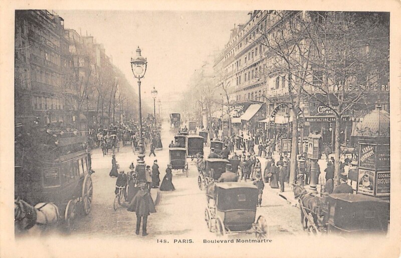 Carte postale ancienne Paris IXe Boulevard Montmartre à Paris 9e