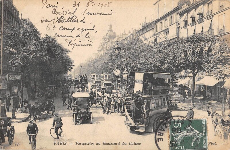 Carte postale ancienne Paris IXe Perspective Du Boulevard Des Italiens à Paris 9e