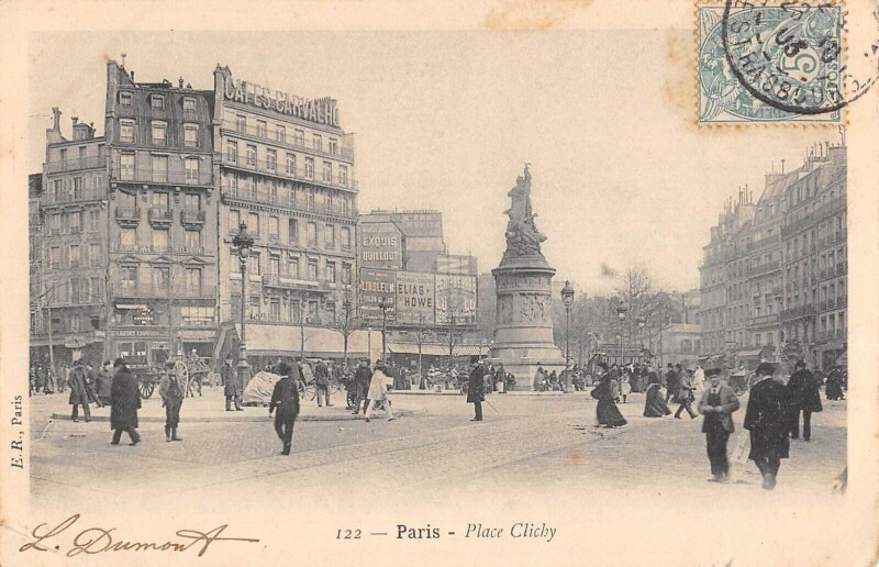 Carte postale ancienne Paris IXe Place Clichy à Paris 9e