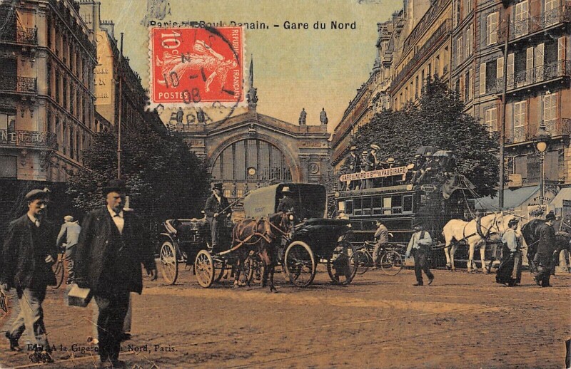 Carte postale ancienne Paris IXe Boulevard Denain Gare Du Nord à Paris 9e