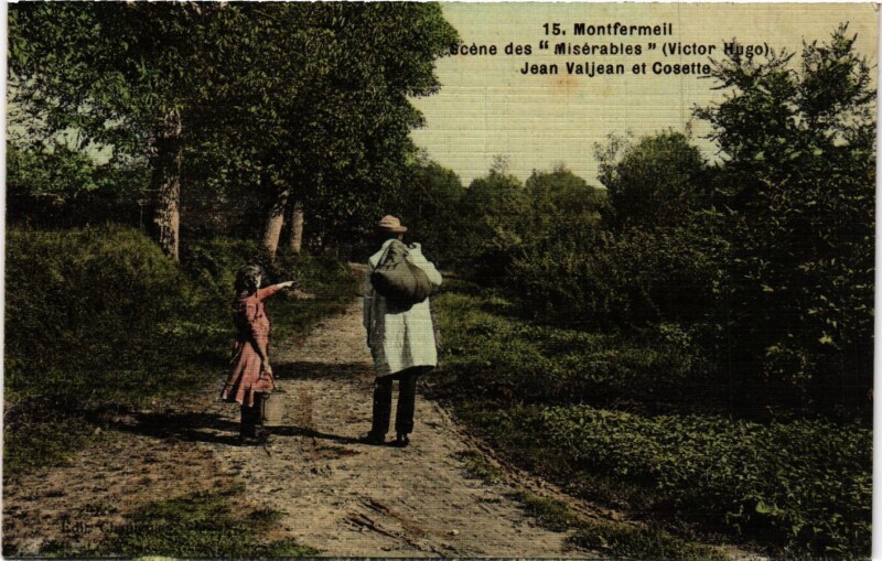 Carte postale ancienne Montfermeil Scene des Misérables (Victor Hugo) La fontaine à Montfermeil