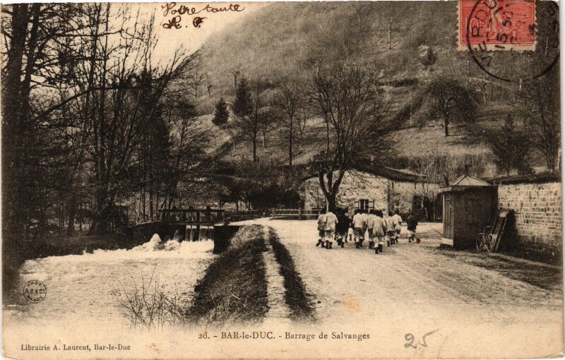 Carte postale ancienne Bar le Duc-Barrage de Salvanges à Bar-le-Duc