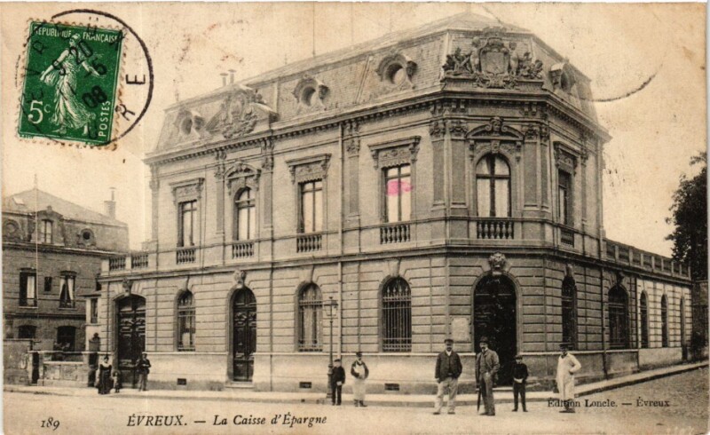Carte postale ancienne Evreux - La Caisse d'Epargne à Évreux