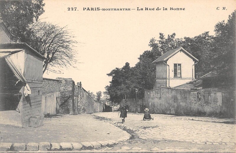 Carte postale ancienne Montmartre - La Rue de la Bonne à Paris 18e