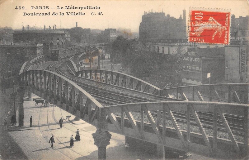 Carte postale ancienne Le Métropolitain - Boulevard de la Villette à Paris 19e