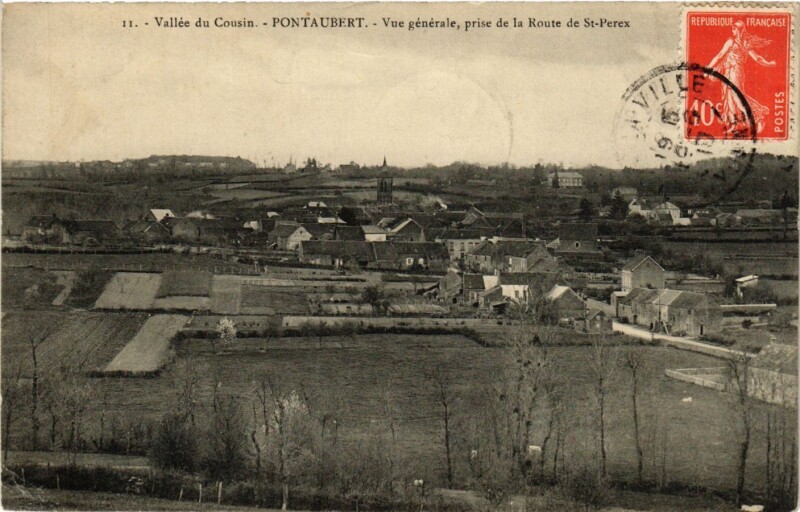 Carte postale ancienne Vallée du Cousin - Pontaubert - Vue générale prise de la Route.. à Pontaubert