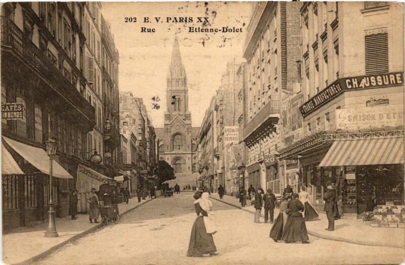 Carte postale ancienne Rue Etienne-Dolet à Paris 20e