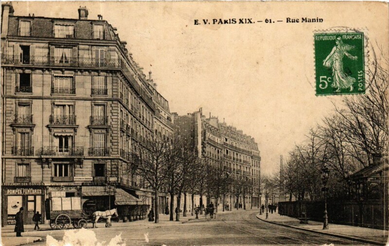 Carte postale ancienne Rue Manin à Paris 19e