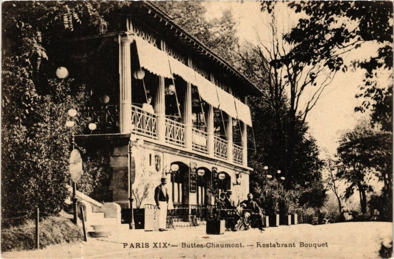 Carte postale ancienne Buttes-Chaumont - Restaurant Bouquet à Paris 19e
