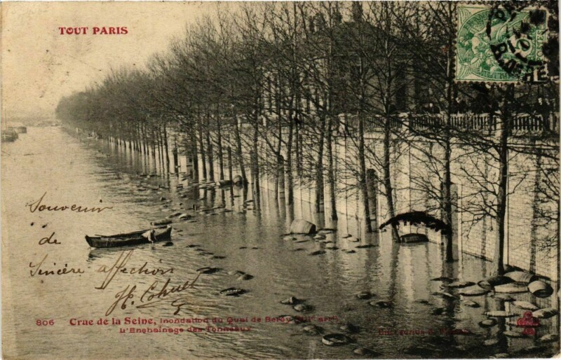 Carte postale ancienne Tout Paris 12e 806 Crue de la Seine. Quai de Bercy F. Fleury à Paris 12e