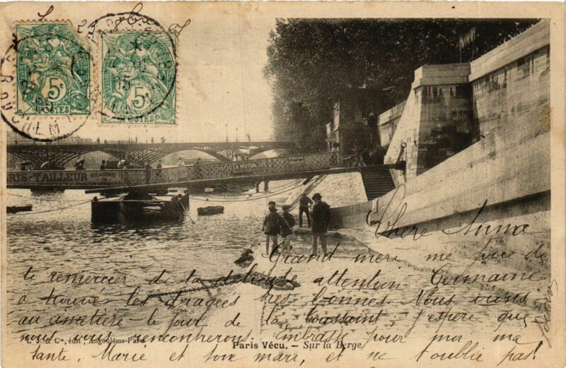 Carte postale ancienne Paris Vecu. Sur la berge.