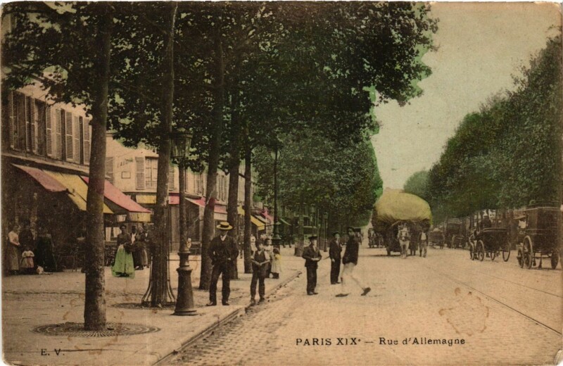 Carte postale ancienne Rue d'Allemagne à Paris 19e