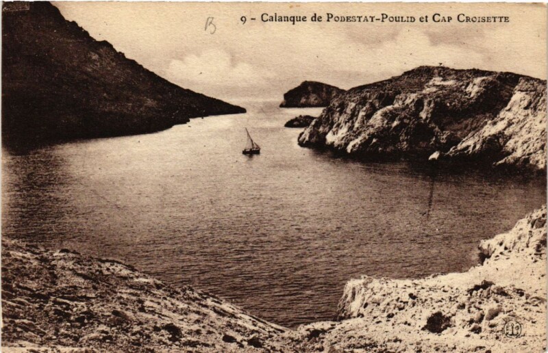 Carte postale ancienne Calanque de Podestat Poulid et Cap Croisette