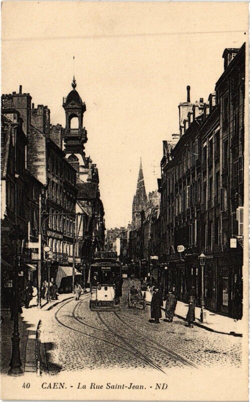 Carte postale ancienne Caen La Rue Saint-Jean