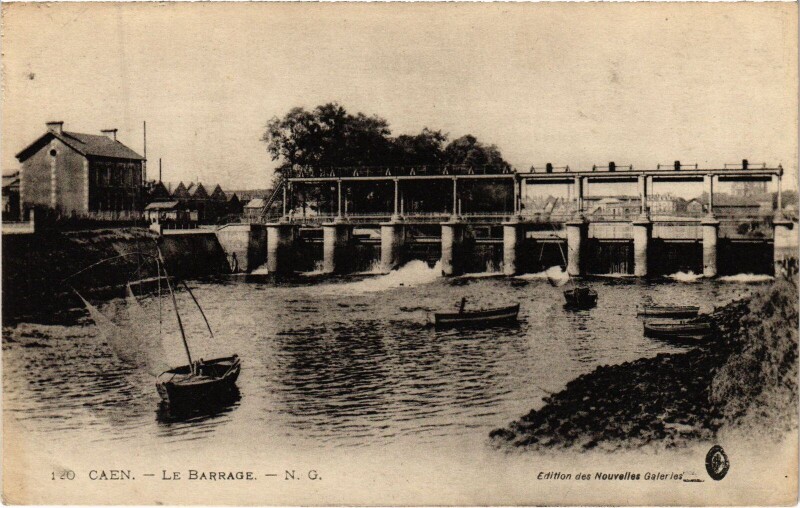Carte postale ancienne Caen Le Barrage