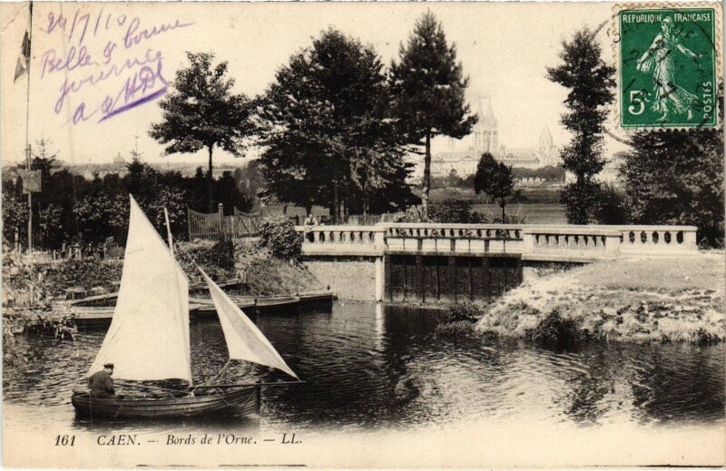 Carte postale ancienne Caen Bords de l'Orne