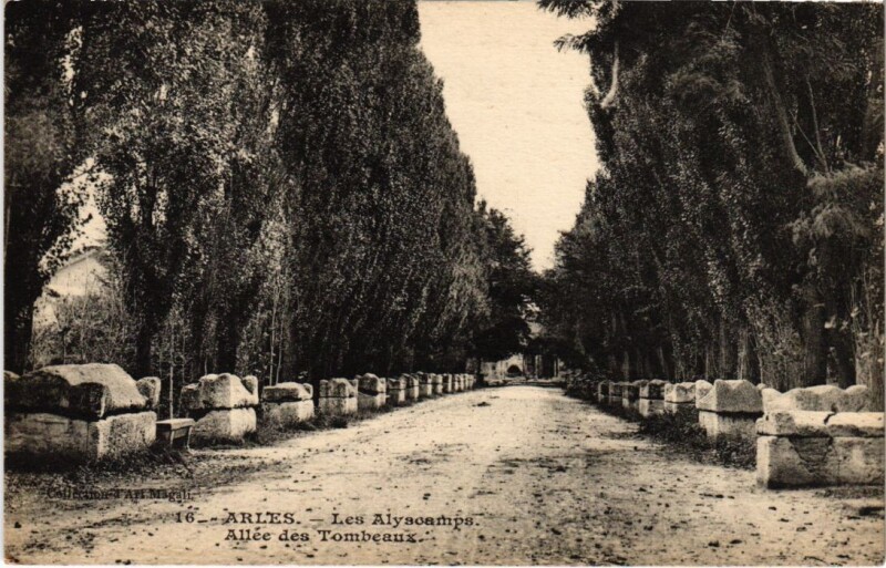 Carte postale ancienne Arles Les Alyscamps - Allee des Tombeaux à Arles