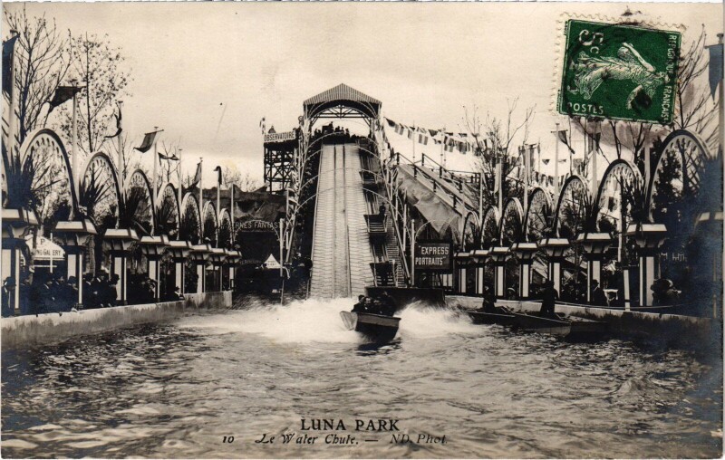 Carte postale ancienne Luna Park - Le Water Chute à Paris 17e