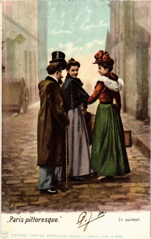 Carte postale ancienne Paris pittoresque - Le suiveur