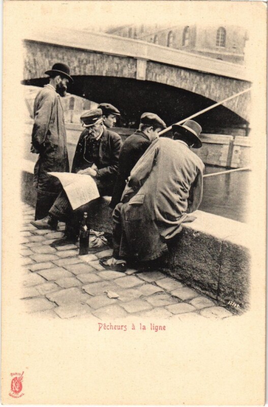 Carte postale ancienne Paris Petits Metiers Pecheurs a la ligne