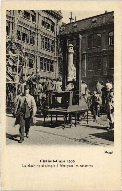 Carte postale ancienne Paris 3e Ecole Centrale Chahut Cube 1909 La Machine si simple à Paris 3e