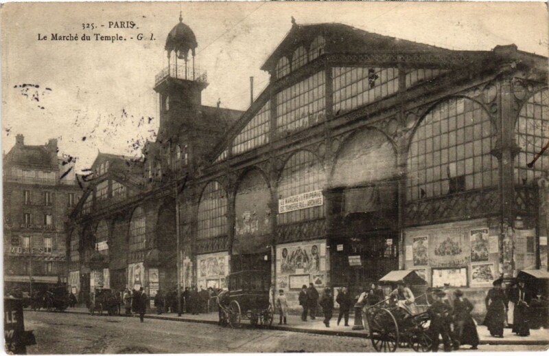 Carte postale ancienne Paris 3e Marche du Temple à Paris 3e