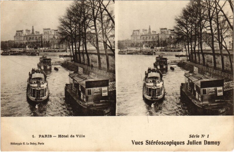 Carte postale ancienne Paris 4e hotel de Ville Stereo à Paris 4e