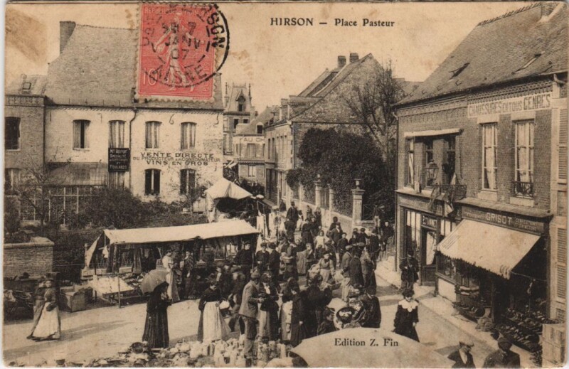 Carte postale ancienne Hirson Place Pasteur à Hirson