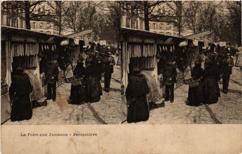 Carte postale ancienne Paris (11e) La Foire aux Jambons. Perspective à Paris 11e