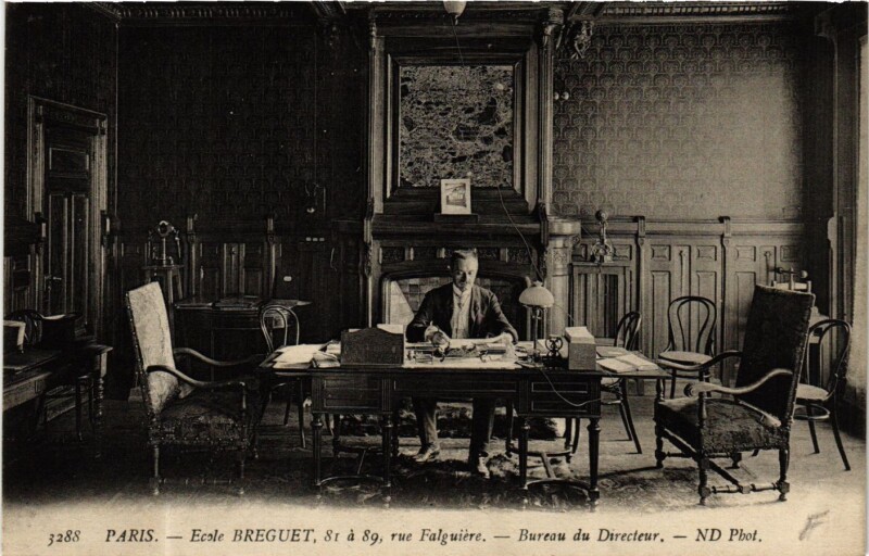 Carte postale ancienne Ecole Bréguet - rue Falguière - Bureau du Directeur à Paris 15e