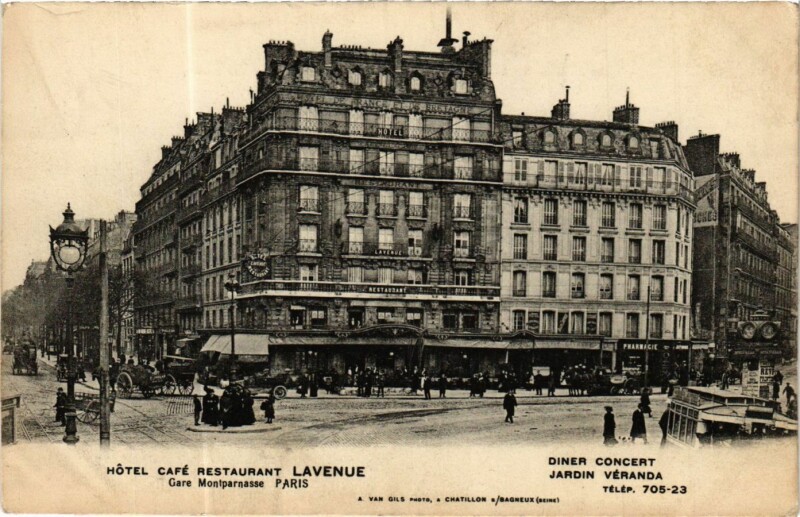 Carte postale ancienne Hôtel Café Restaurant Lavenue - Gare Montparnasse à Paris 15e