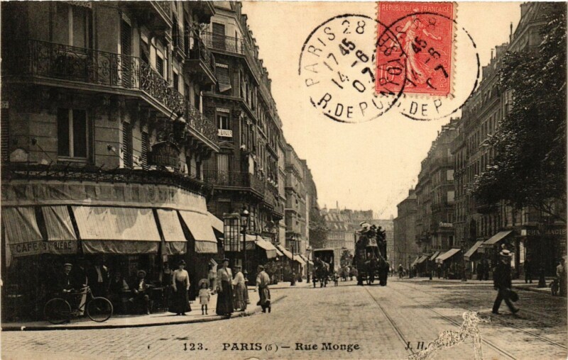 Carte postale ancienne Paris 5e Rue Monge à Paris 5e