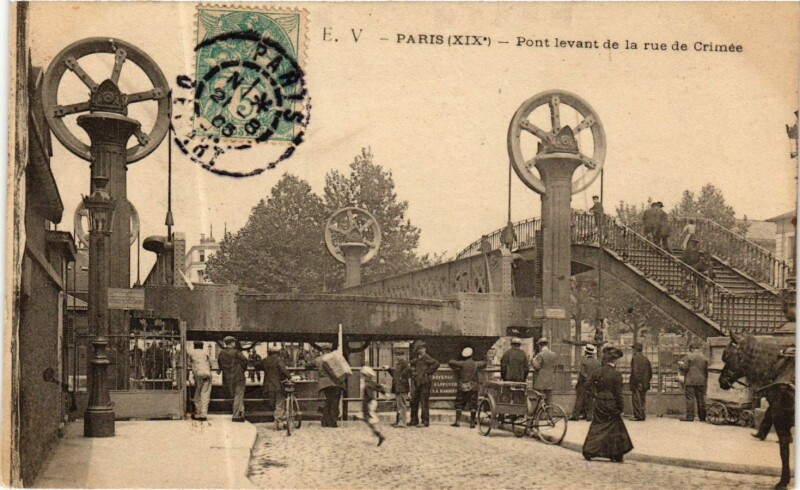 Carte postale ancienne Pont levant de la rue de Crimée à Paris 19e