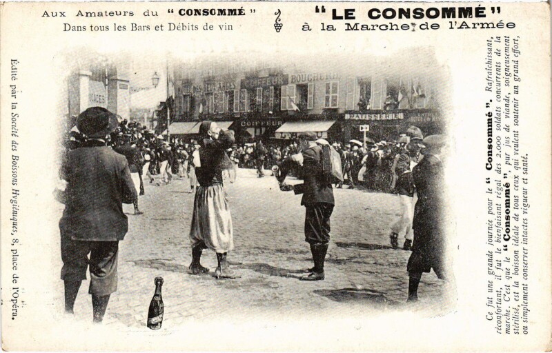 Carte postale ancienne Paris advertisement Le Consomme a la Marche de l'Armee