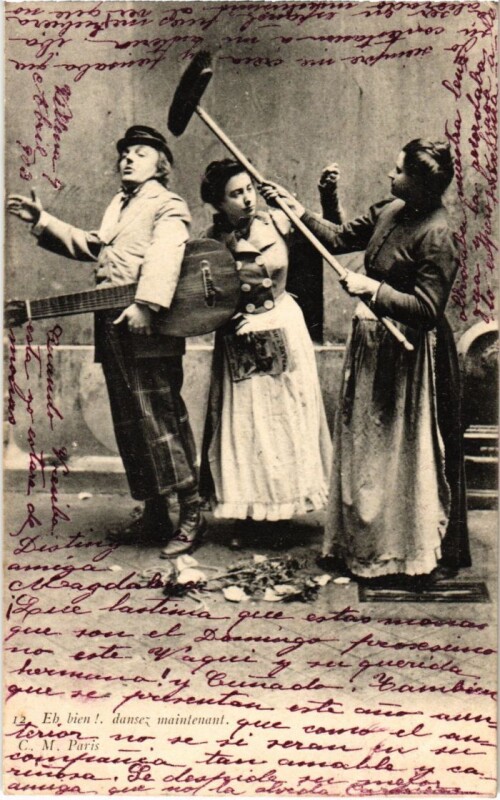 Carte postale ancienne Paris Petits Metiers Chanteurs de Cours
