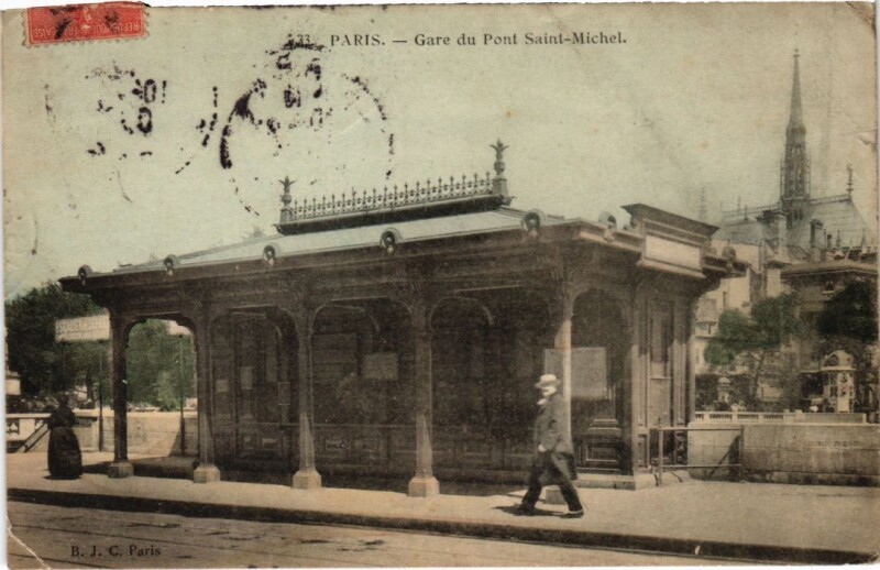 Carte postale ancienne Paris 5e Gare du Pont Saint-Michel à Paris 5e