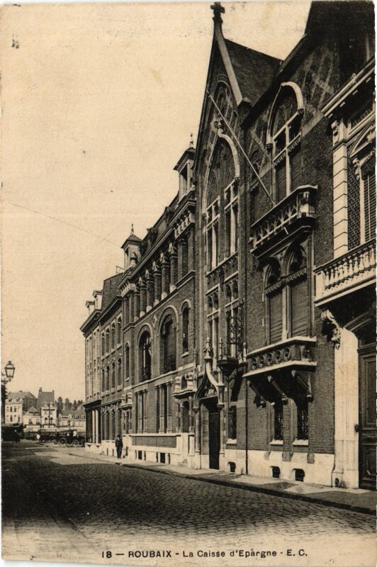 Carte postale ancienne Roubaix - La Caisse d'Epargne à Roubaix