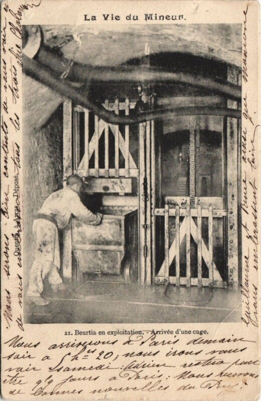 Carte postale ancienne Beurtia en exploitation Arrivée d'une cage